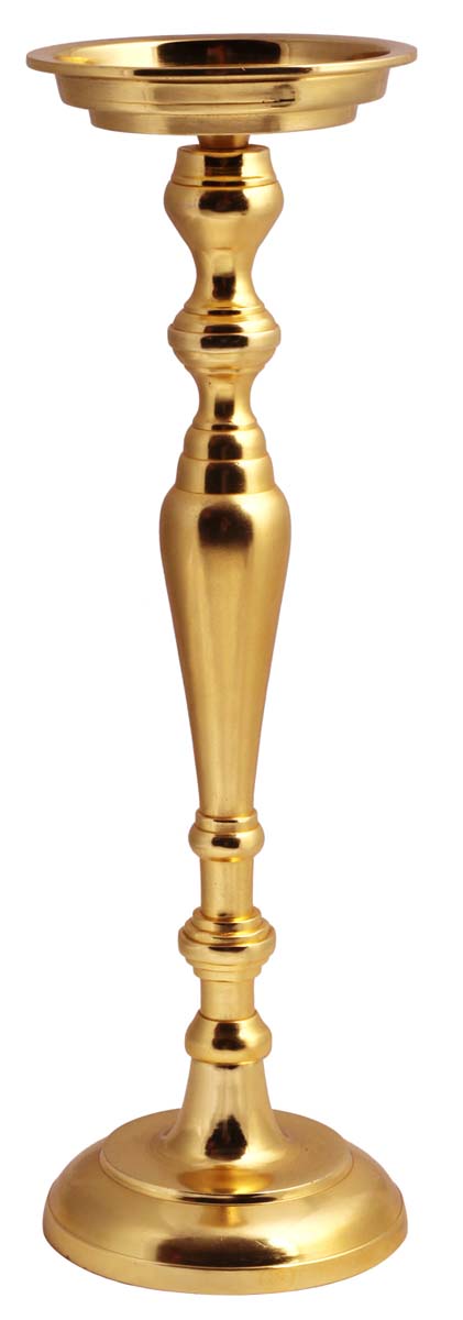 19” Aluminum Pillar Candle-Holder – Golden Finish – Wholesale Vintage-Look Décor / Housewarming Gifts
